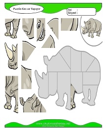 Puzzle Kes Yapıştır Çalışma Sayfaları